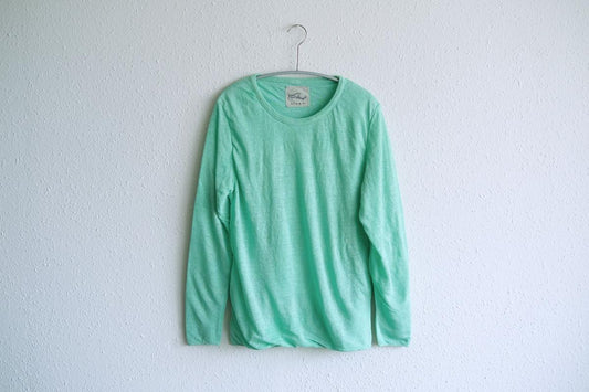 リネンニット 長袖二重プルオーバー｜レディース｜ミント