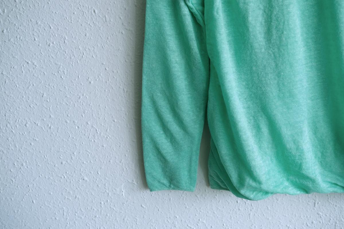 リネンニット 長袖二重プルオーバー｜レディース｜ミント