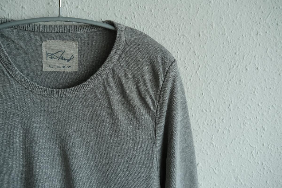 リネンニット 長袖二重プルオーバー｜レディース｜パープル