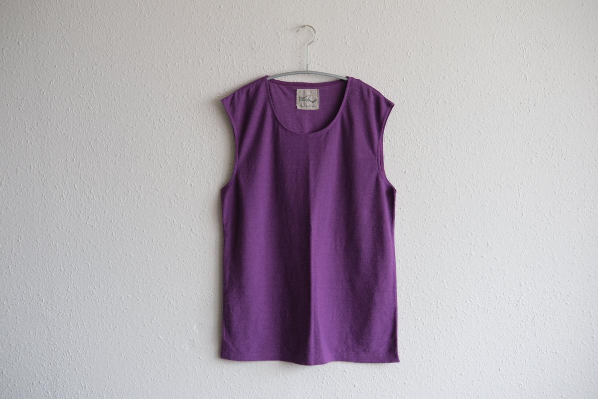 リネンコットンアンダーウェア ノースリーブ｜メンズ｜パープル