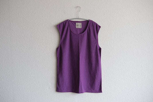 リネンコットンアンダーウェア ノースリーブ｜メンズ｜パープル