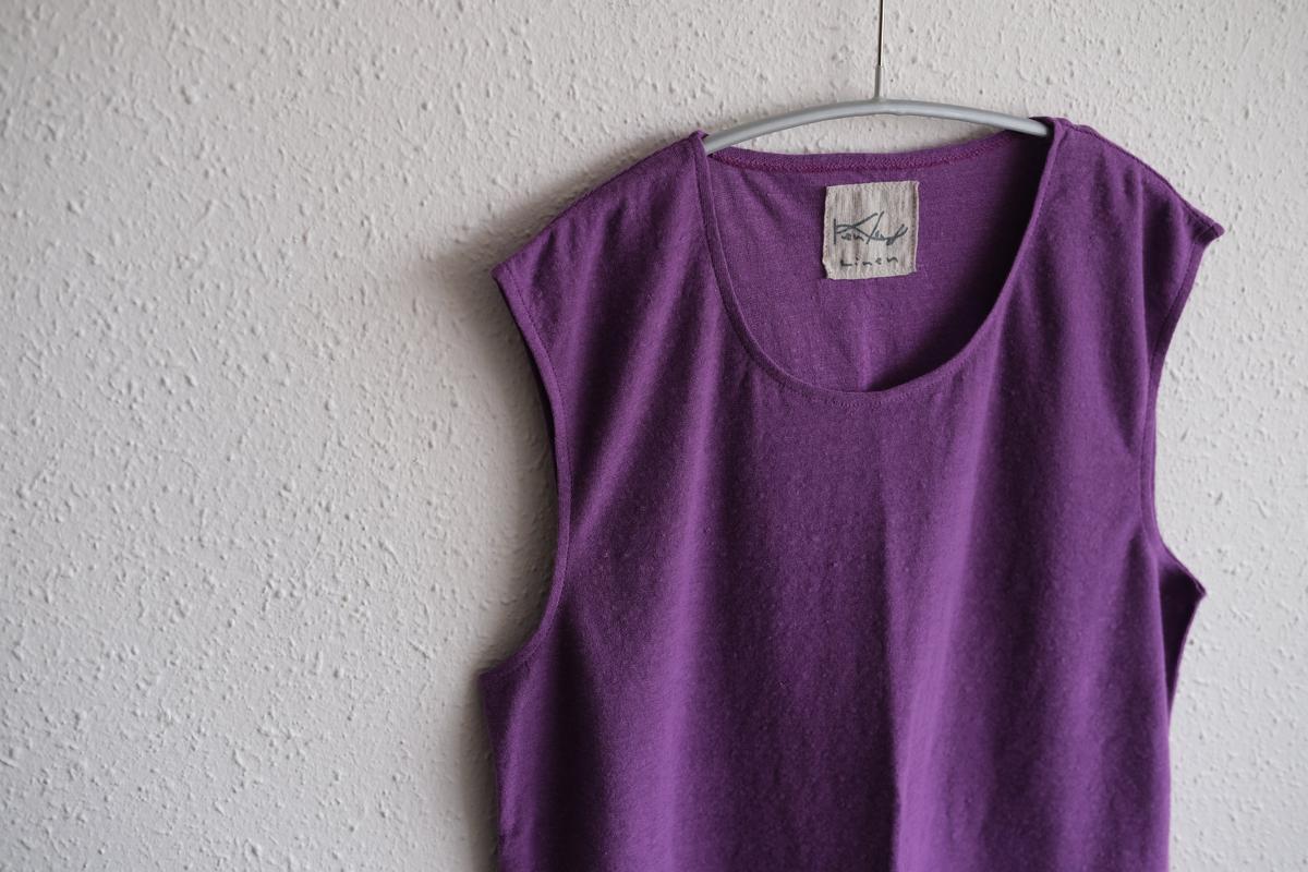 リネンコットンアンダーウェア ノースリーブ｜メンズ｜パープル