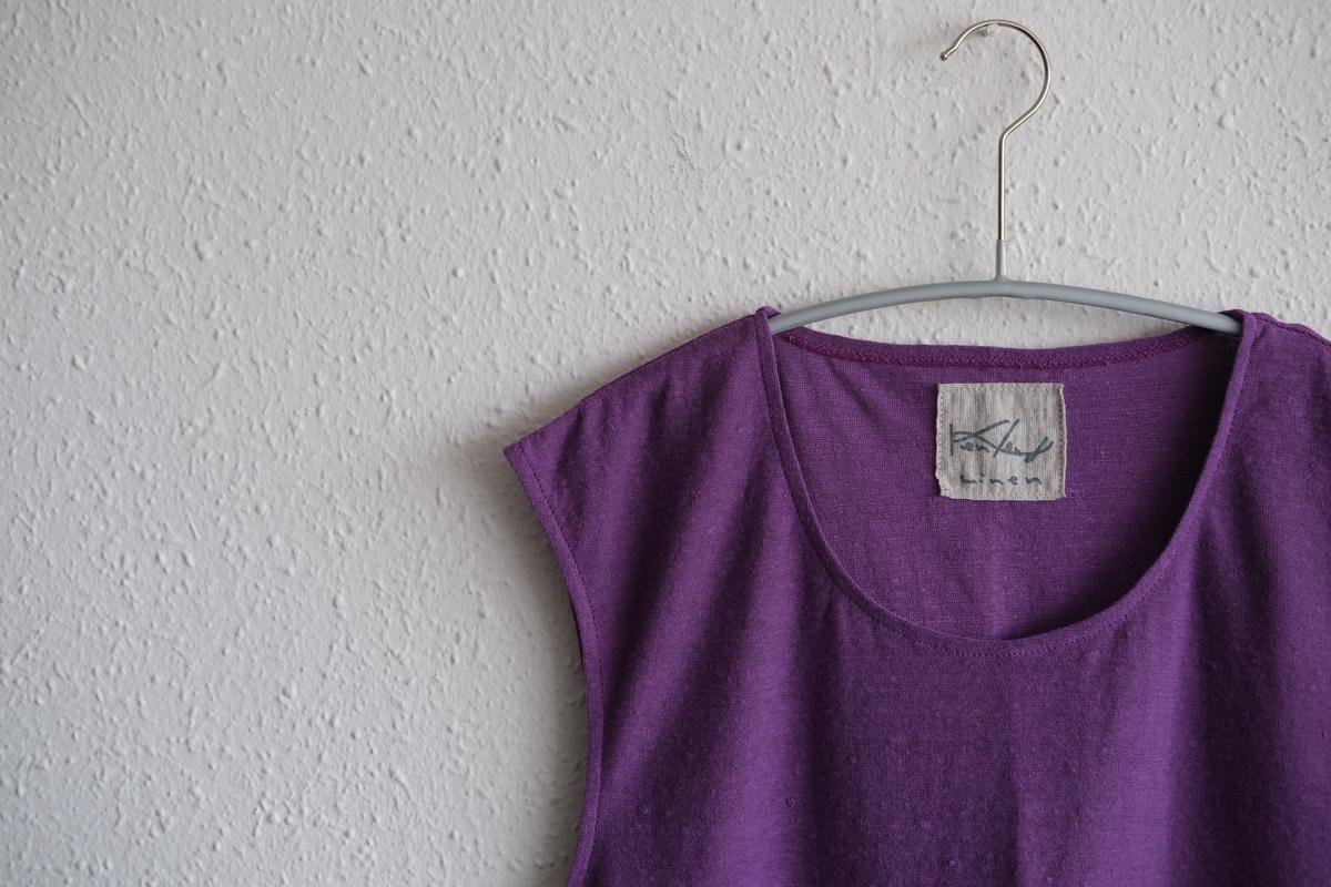 リネンコットンアンダーウェア ノースリーブ｜メンズ｜パープル