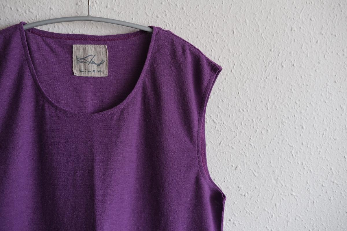 リネンコットンアンダーウェア ノースリーブ｜メンズ｜パープル