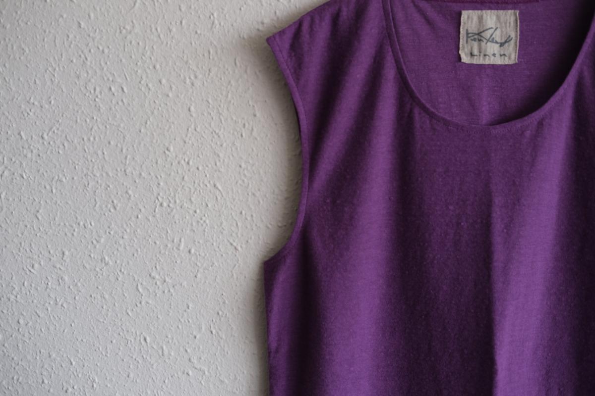リネンコットンアンダーウェア ノースリーブ｜メンズ｜パープル