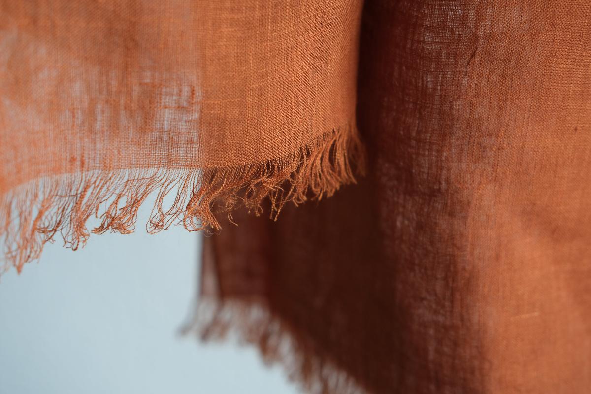 enrica 草木染めリネンストール｜teracotta