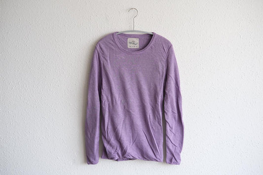 リネンニット 長袖二重プルオーバー|レディース|パープル