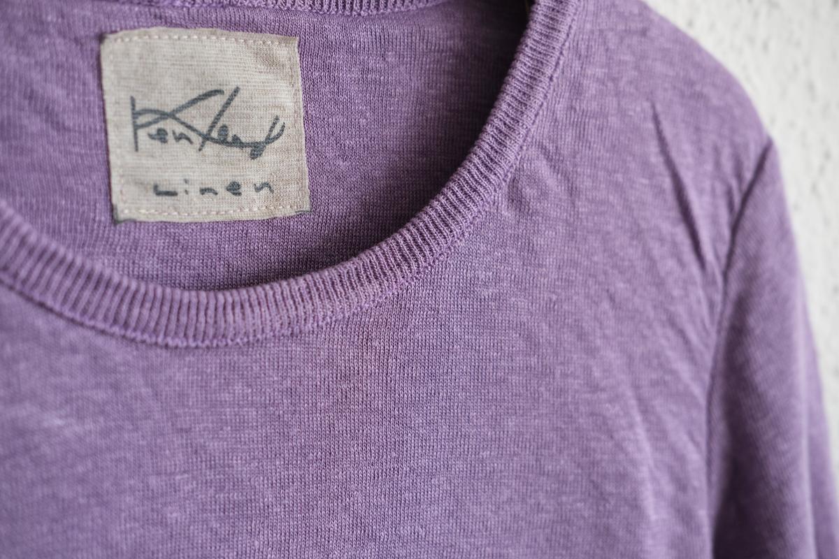 リネンニット 長袖二重プルオーバー｜レディース｜パープル