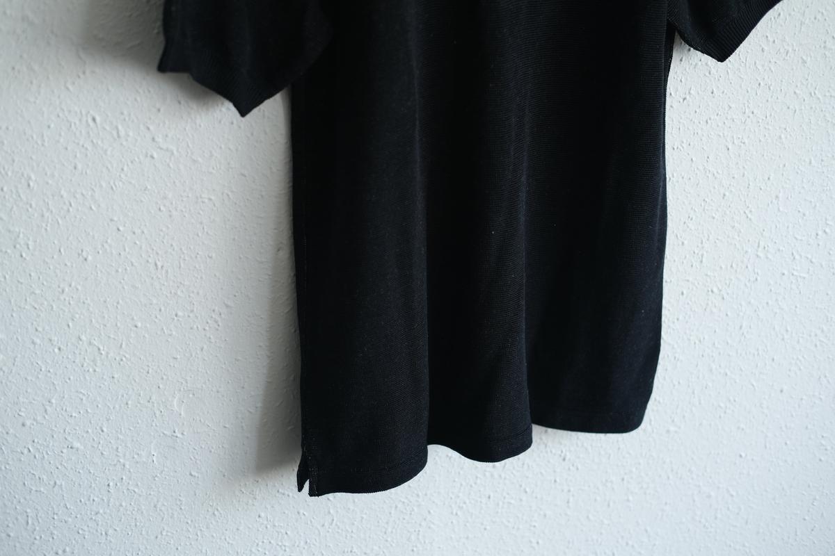 コットンリネンニット半袖ポロシャツ｜メンズ｜黒
