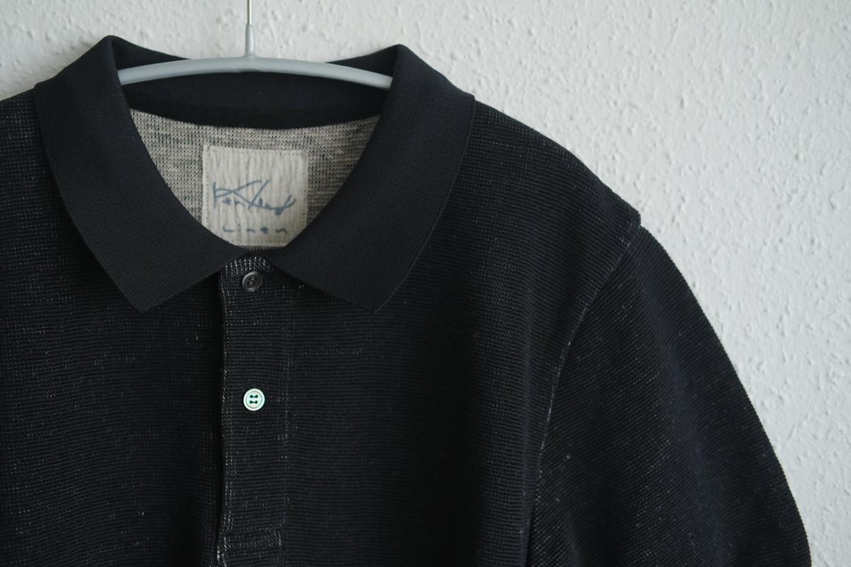 コットンリネンニット半袖ポロシャツ｜メンズ｜黒