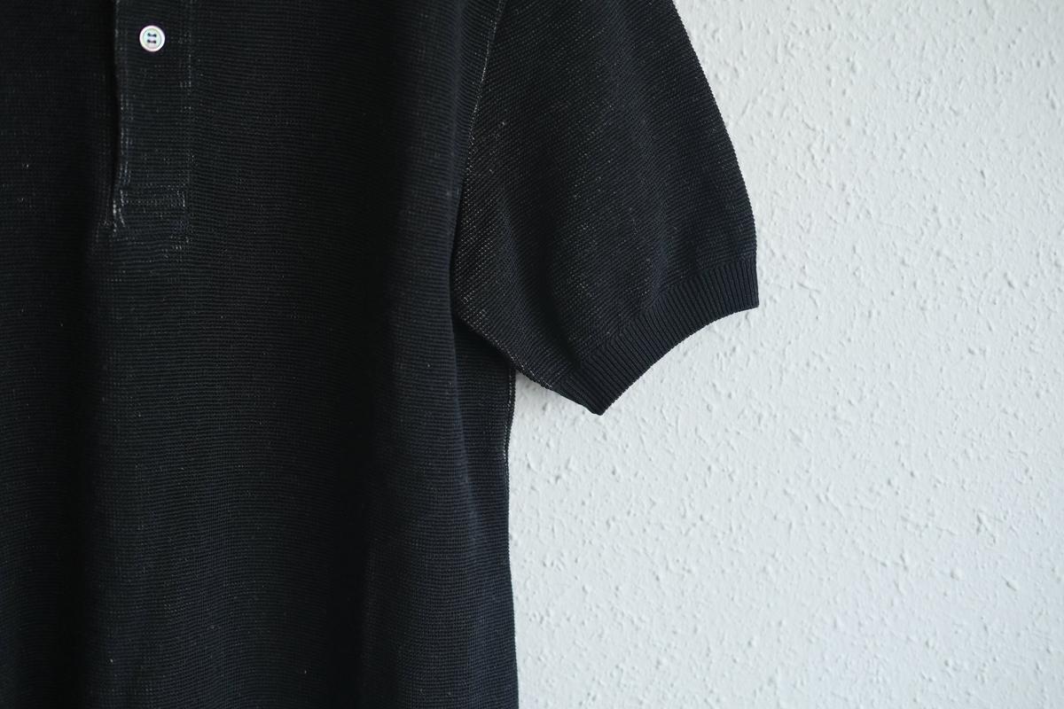 コットンリネンニット半袖ポロシャツ｜メンズ｜黒
