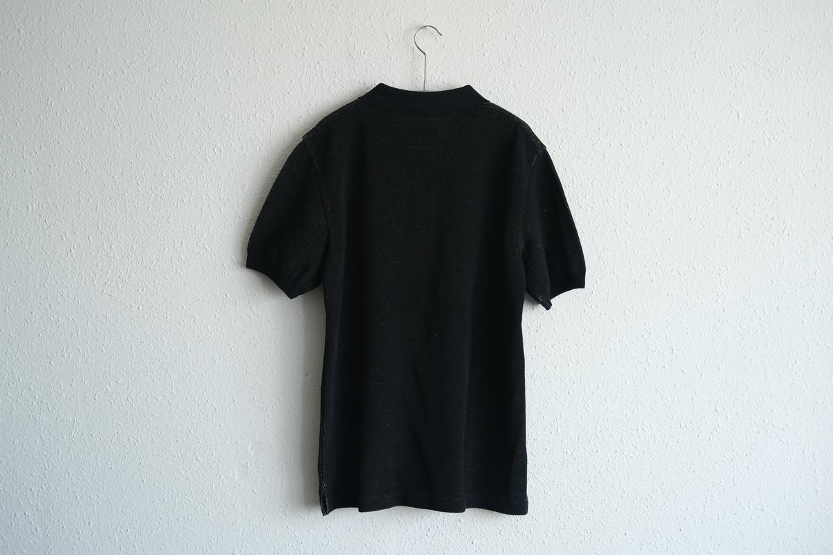 コットンリネンニット半袖ポロシャツ｜メンズ｜黒