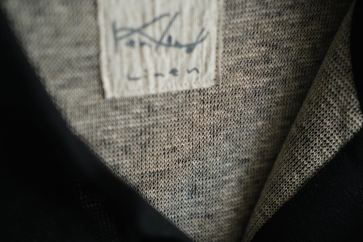 コットンリネンニット半袖ポロシャツ｜メンズ｜黒