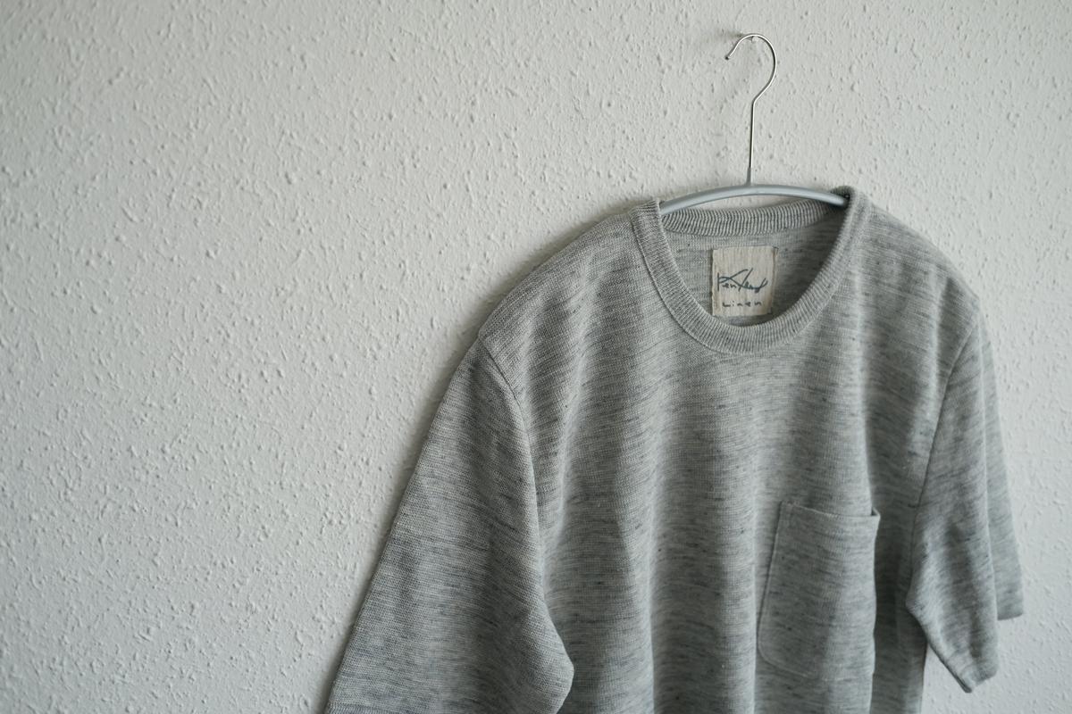 リネンニット半袖プルオーバー｜メンズ｜ライトグレー