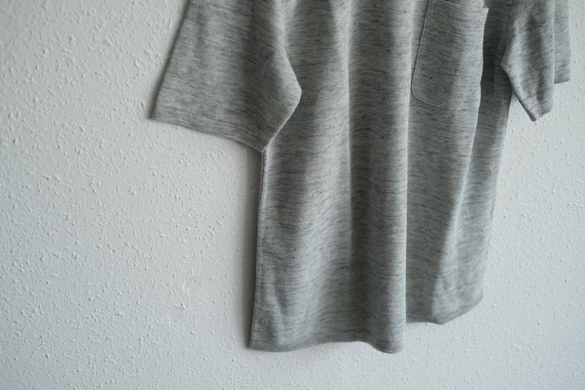 リネンニット半袖プルオーバー｜メンズ｜ライトグレー