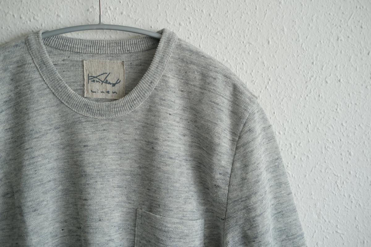 リネンニット半袖プルオーバー｜メンズ｜ライトグレー