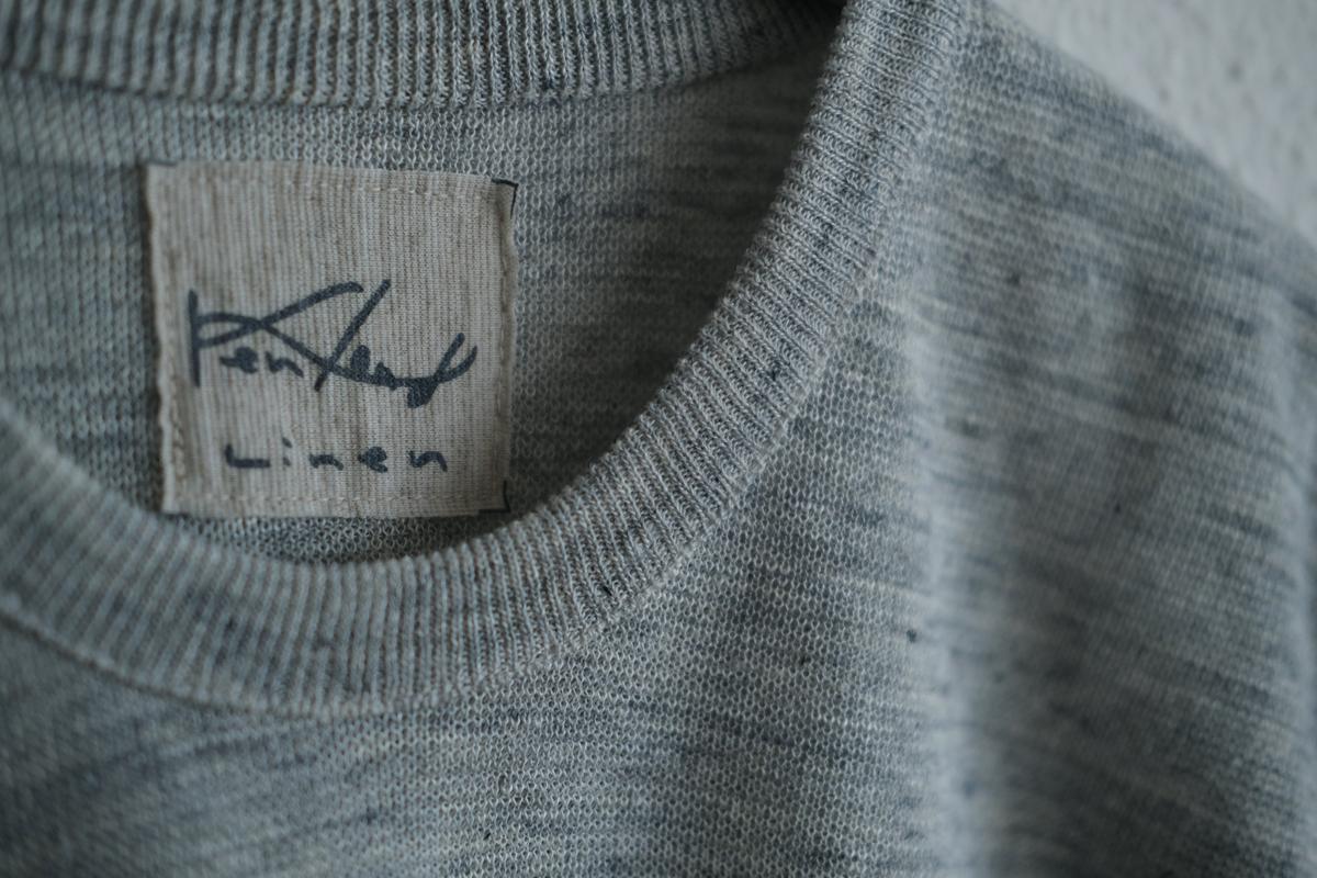 リネンニット半袖プルオーバー｜メンズ｜ライトグレー