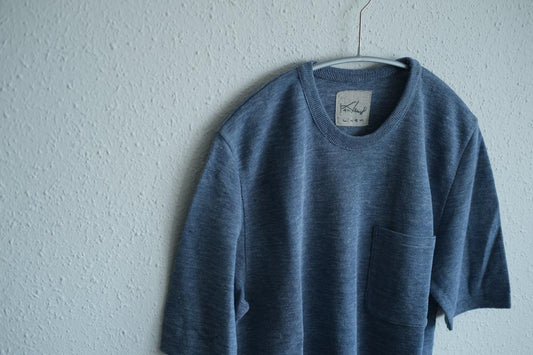 リネンニット半袖プルオーバー|メンズ|ダークスカイ