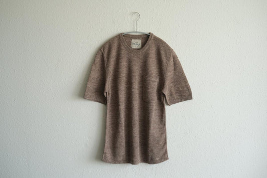 リネンニット半袖プルオーバー｜メンズ｜ダークブラウン