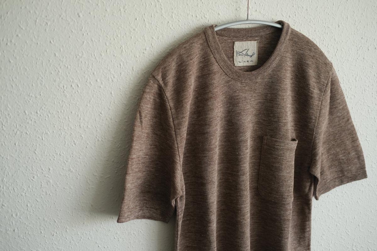 リネンニット半袖プルオーバー｜メンズ｜ダークブラウン