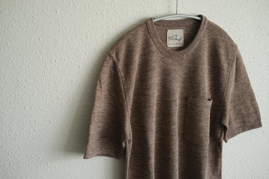 リネンニット半袖プルオーバー｜メンズ｜ダークブラウン