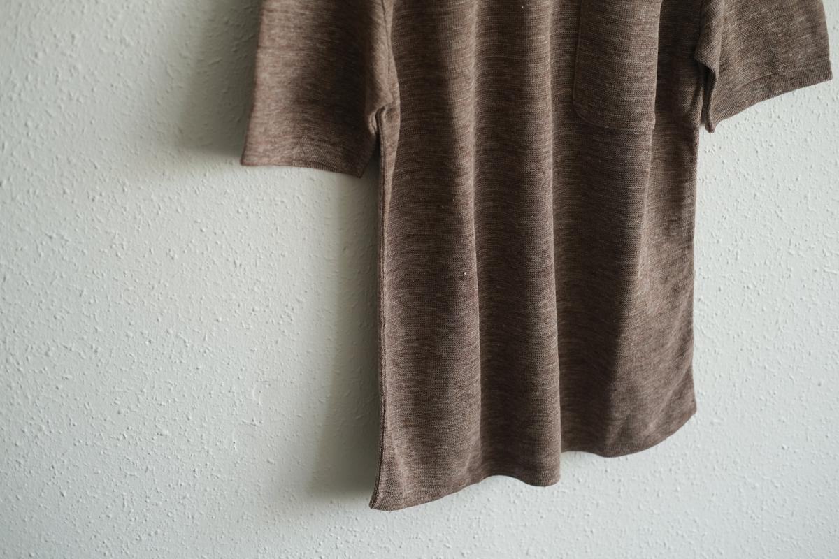 リネンニット半袖プルオーバー｜メンズ｜ダークブラウン