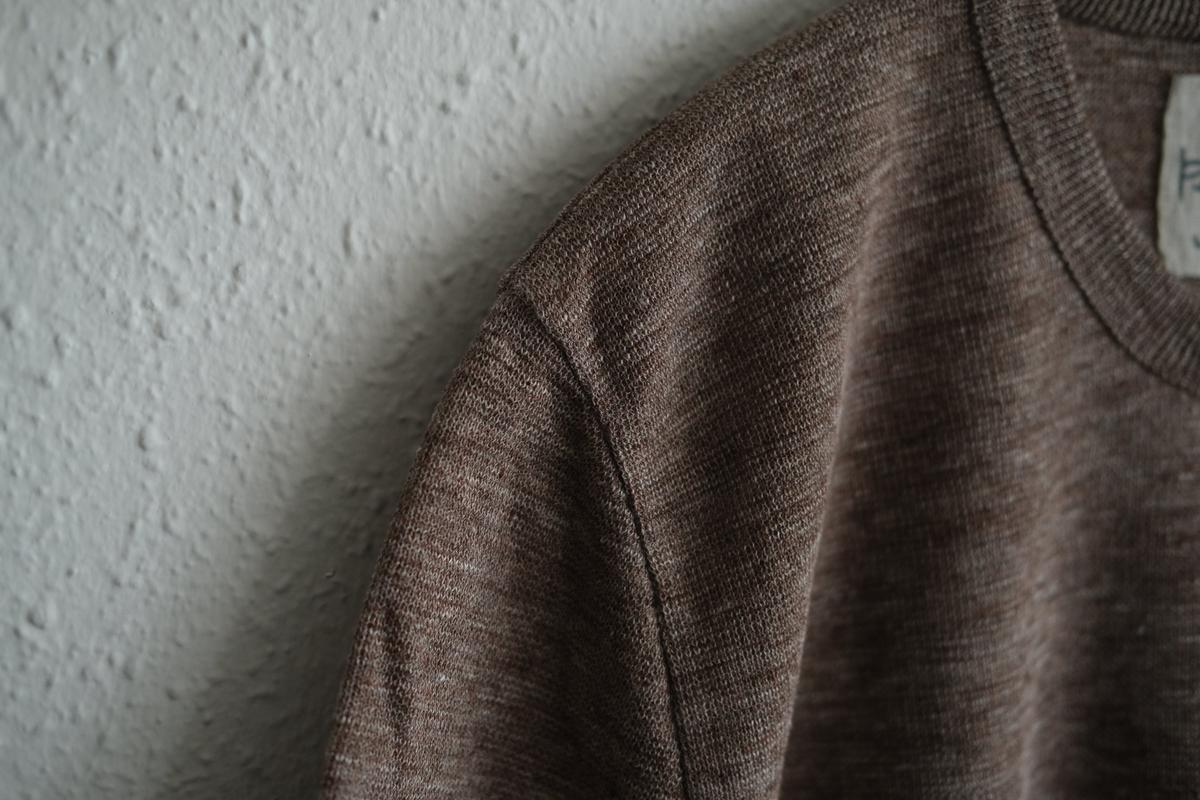 リネンニット半袖プルオーバー｜メンズ｜ダークブラウン