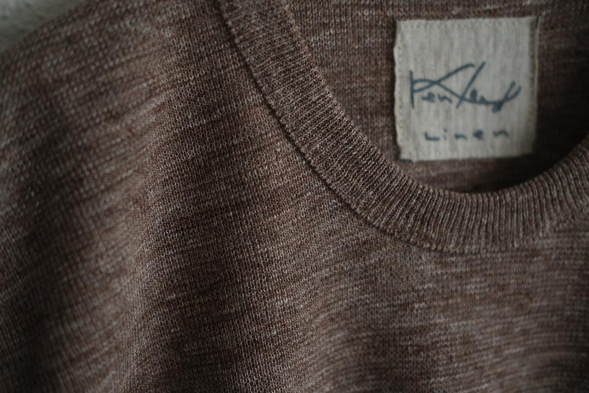 リネンニット半袖プルオーバー｜メンズ｜ダークブラウン