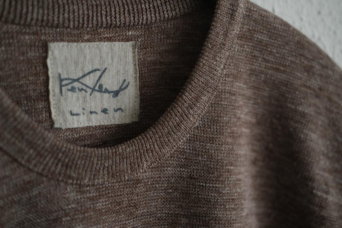 リネンニット半袖プルオーバー｜メンズ｜ダークブラウン