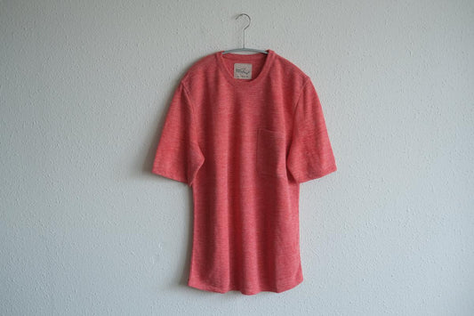 リネンニット半袖プルオーバー|メンズ|レッド