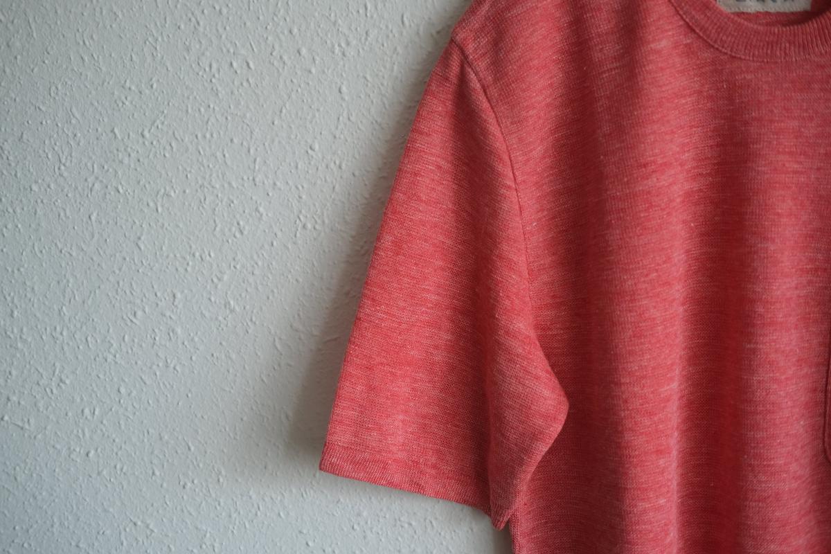 リネンニット半袖プルオーバー｜メンズ｜レッド
