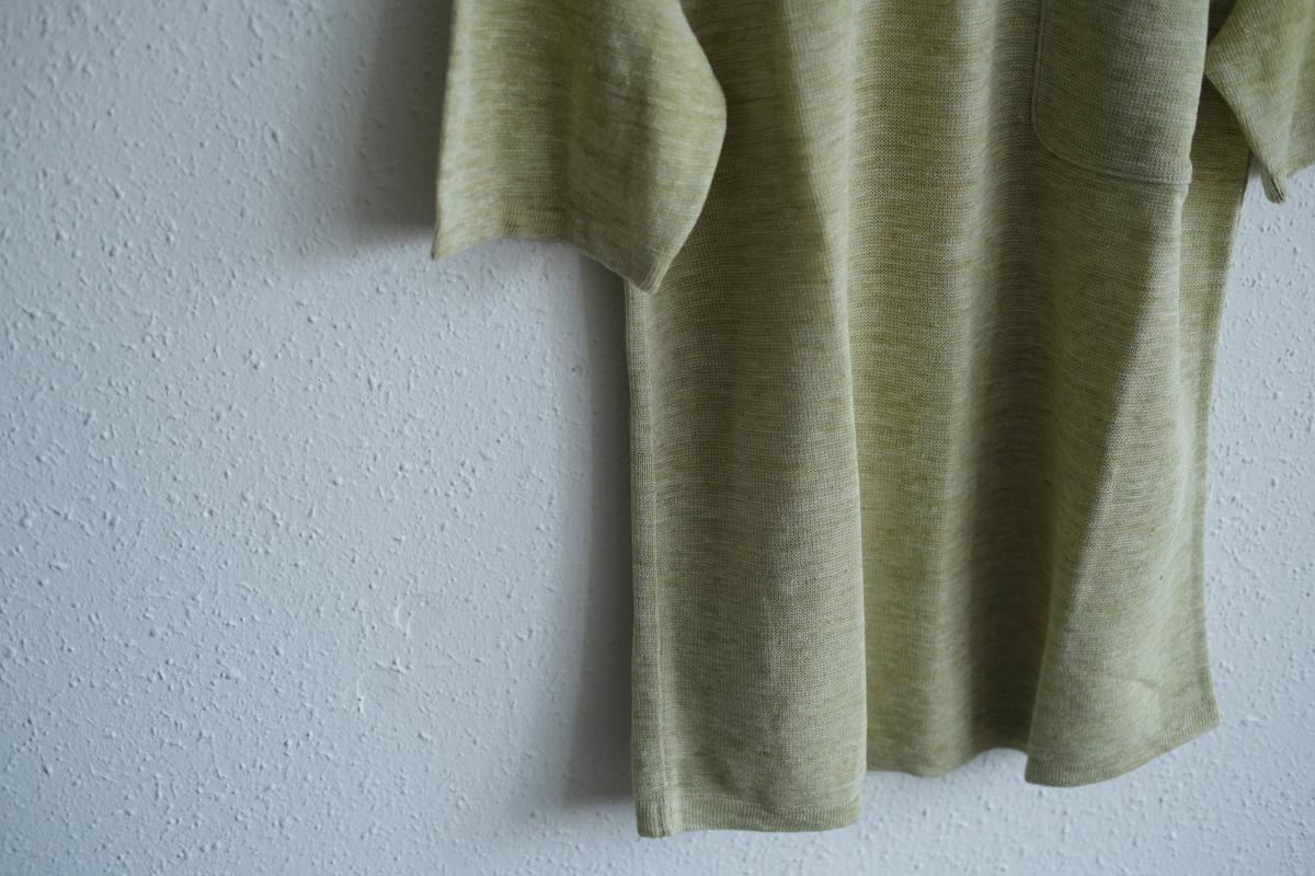 リネンニット半袖プルオーバー｜メンズ｜アシッドグリーン