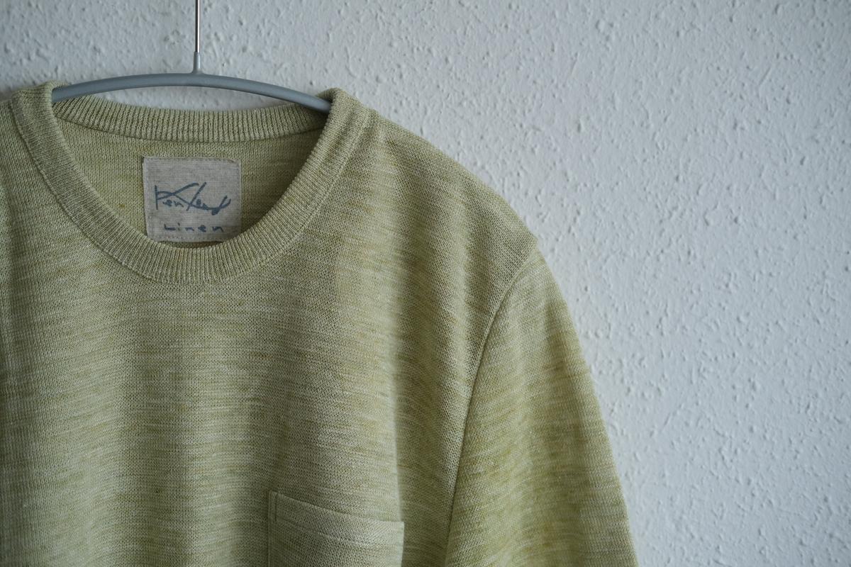 リネンニット半袖プルオーバー｜メンズ｜アシッドグリーン