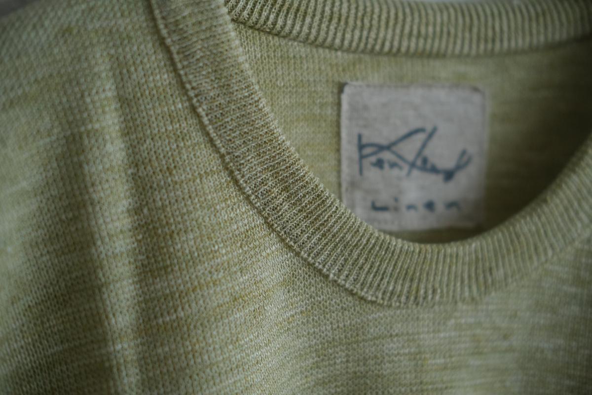 リネンニット半袖プルオーバー｜メンズ｜アシッドグリーン