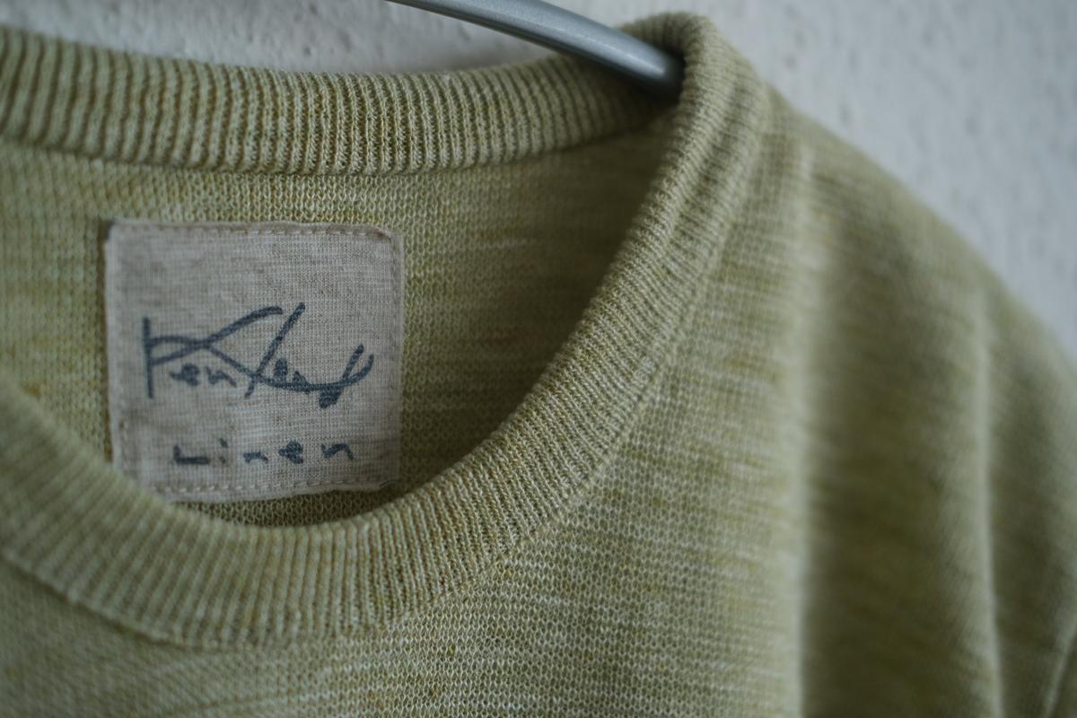 リネンニット半袖プルオーバー｜メンズ｜アシッドグリーン