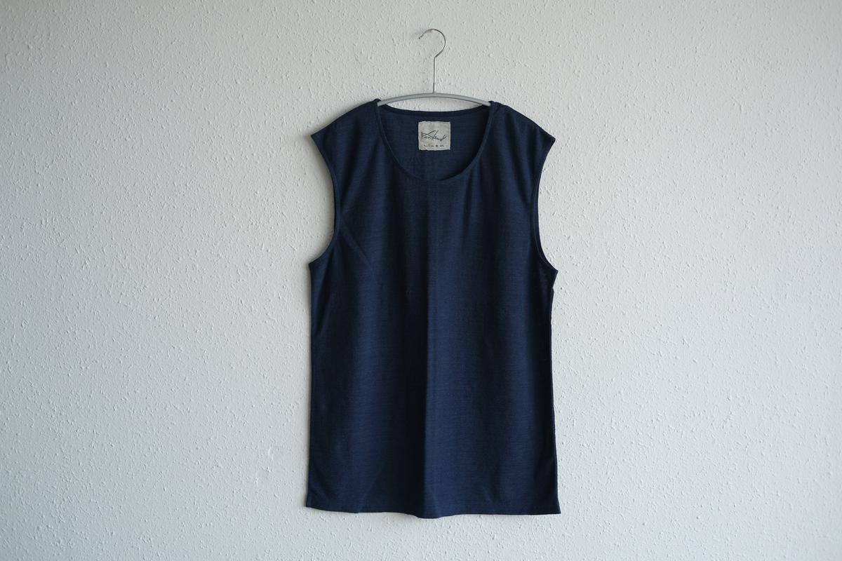 リネンコットンアンダーウェア ノースリーブ｜メンズ｜ダークネイビー
