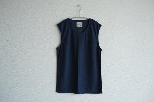 リネンコットンアンダーウェア ノースリーブ｜メンズ｜ダークネイビー