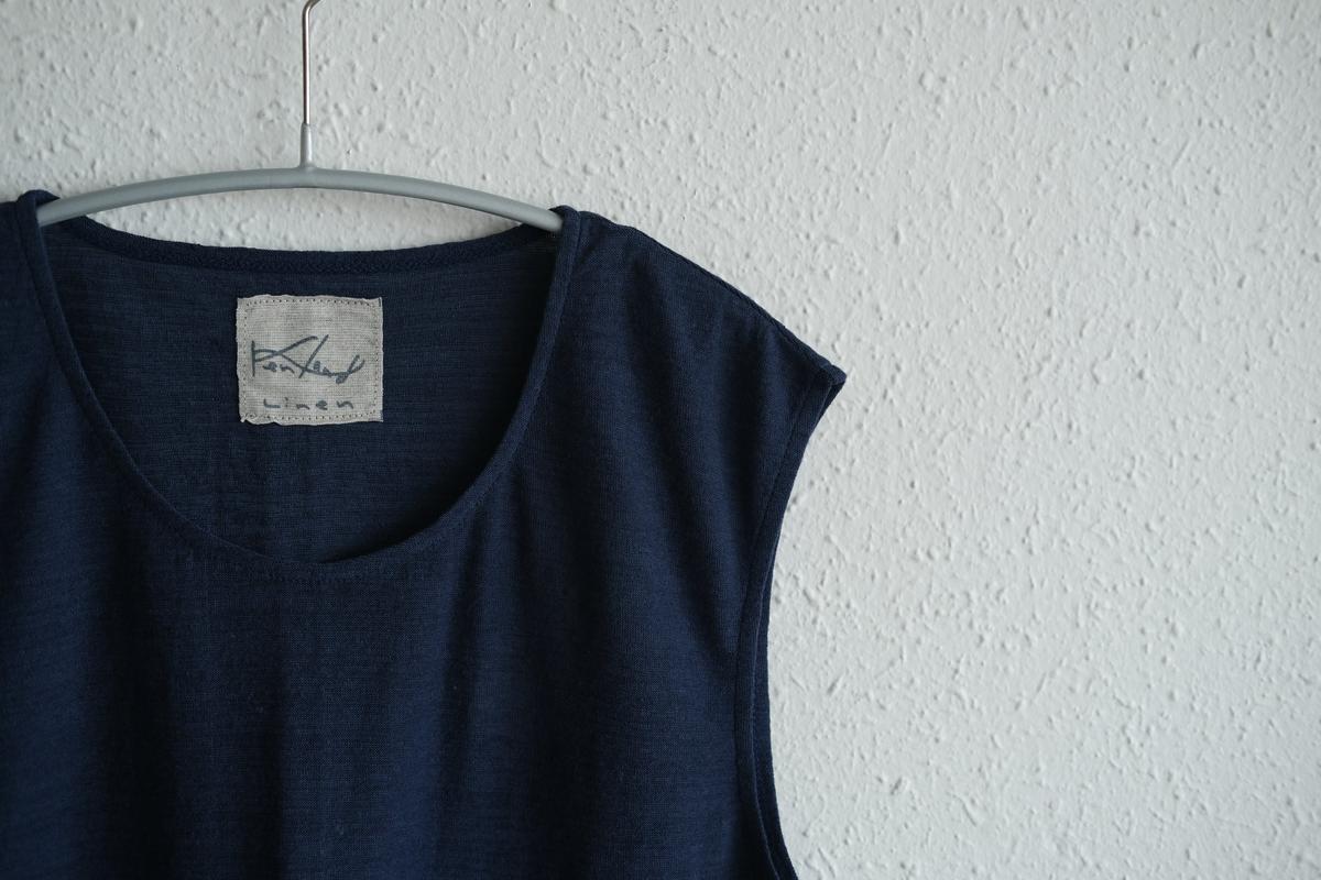リネンコットンアンダーウェア ノースリーブ｜メンズ｜ダークネイビー