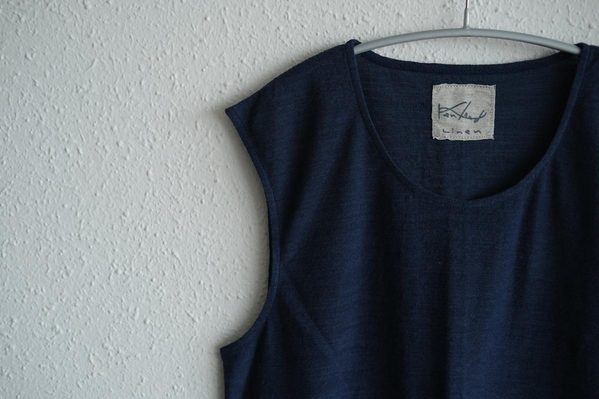 リネンコットンアンダーウェア ノースリーブ｜メンズ｜ダークネイビー