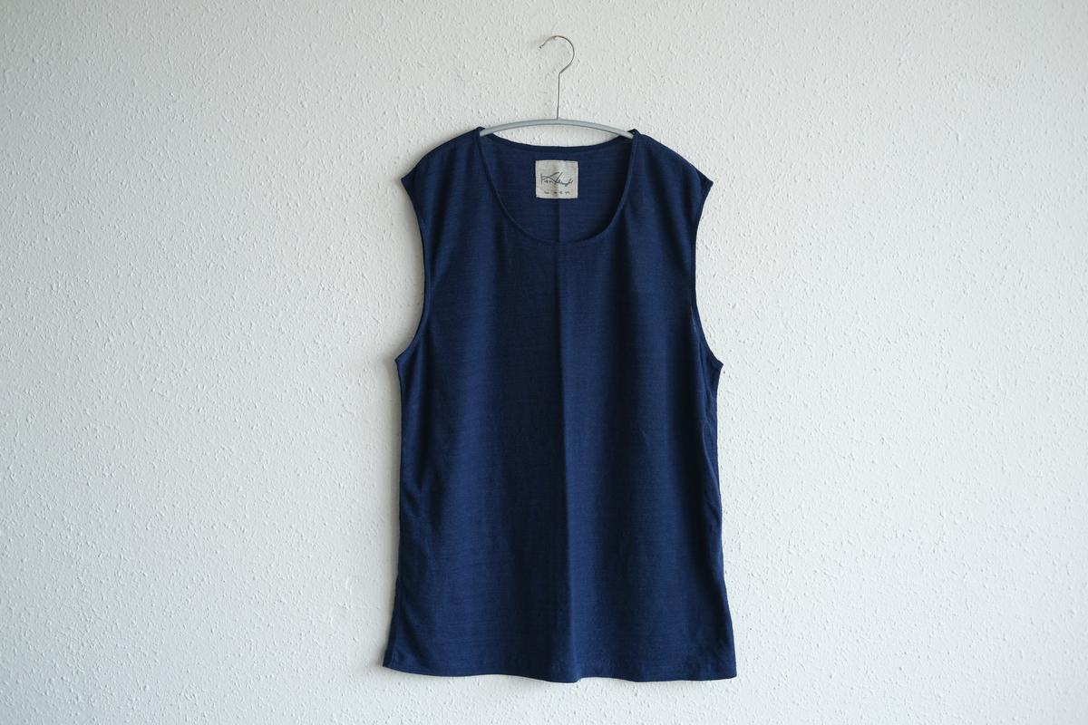 リネンコットンアンダーウェア ノースリーブ｜メンズ｜ネイビー