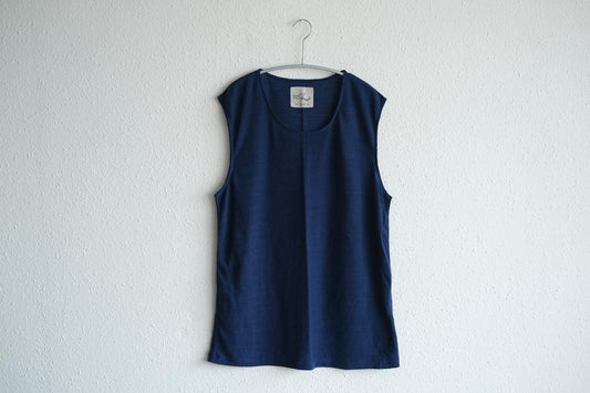 リネンコットンアンダーウェア ノースリーブ｜メンズ｜ネイビー