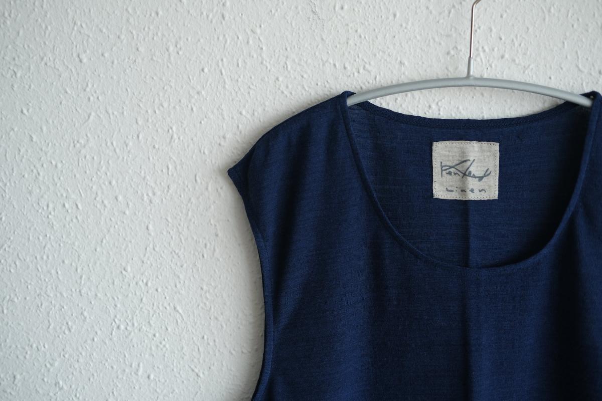 リネンコットンアンダーウェア ノースリーブ｜メンズ｜ネイビー