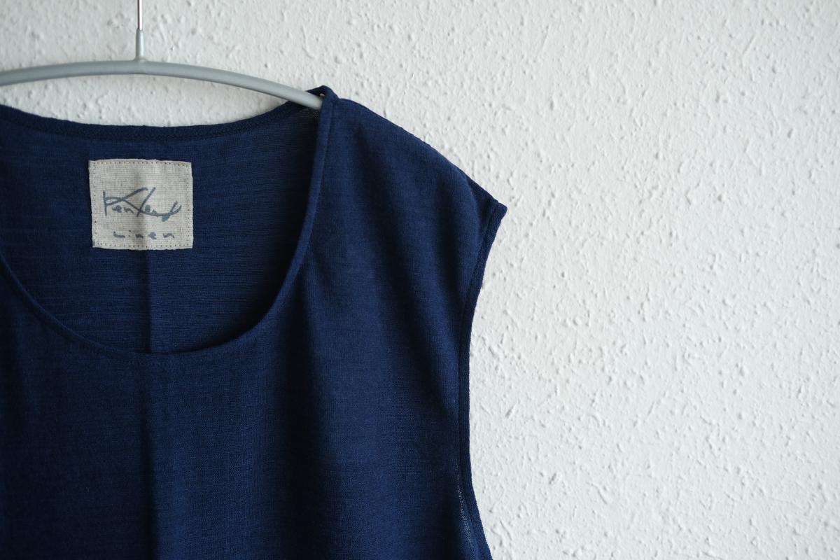 リネンコットンアンダーウェア ノースリーブ｜メンズ｜ネイビー