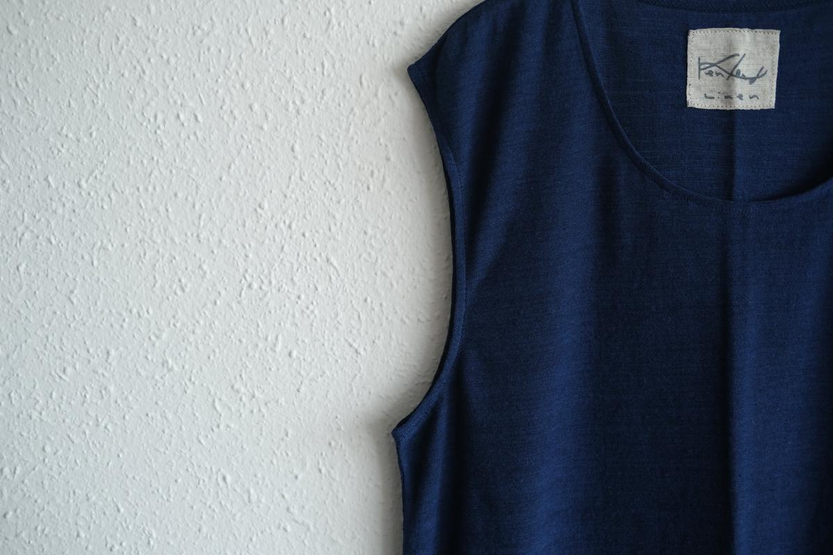リネンコットンアンダーウェア ノースリーブ｜メンズ｜ネイビー