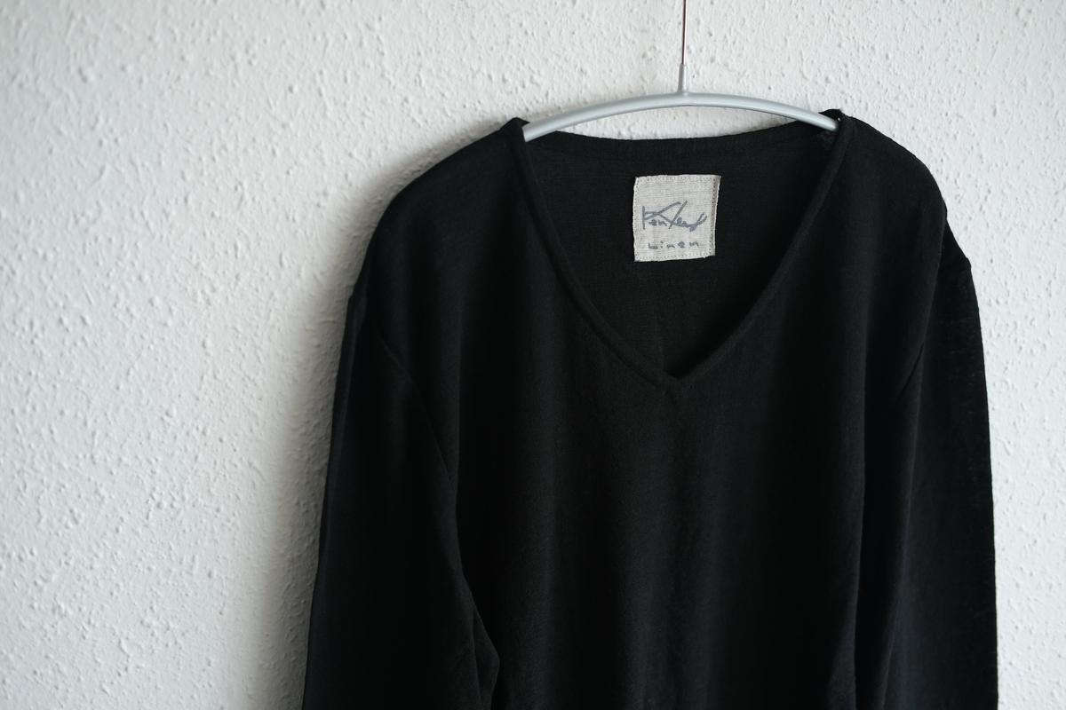 リネンコットンアンダーウェア 9分袖｜メンズ｜黒