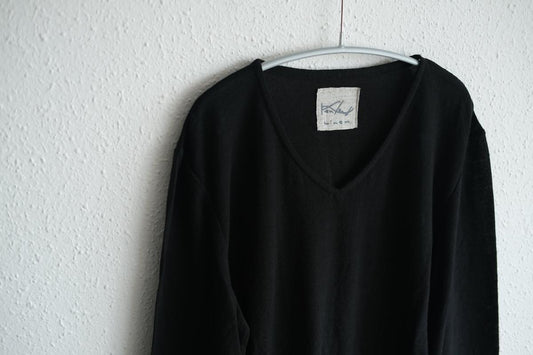 リネンコットンアンダーウェア 9分袖｜メンズ｜黒