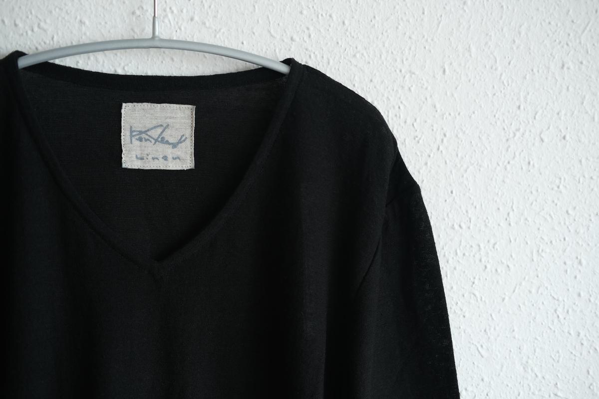 リネンコットンアンダーウェア 9分袖｜メンズ｜黒