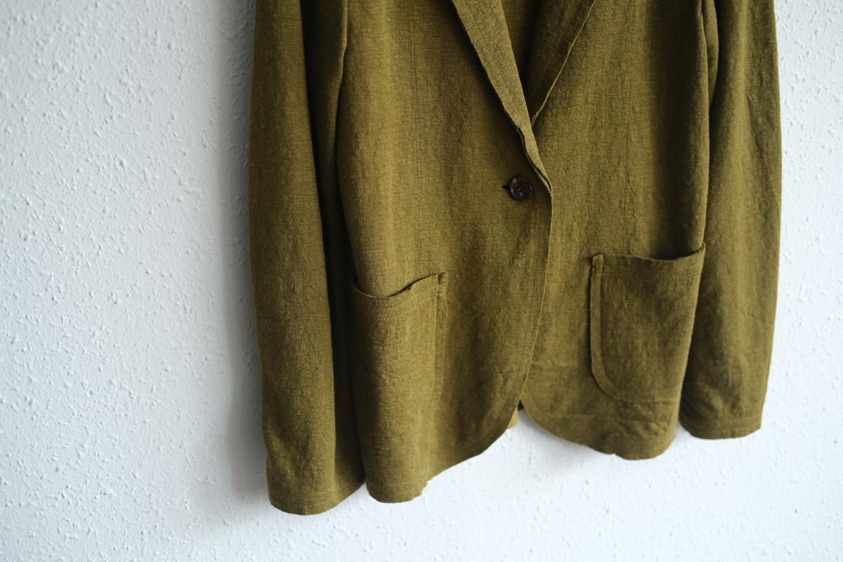 リネンニット ジャケット｜レディース｜カーキ