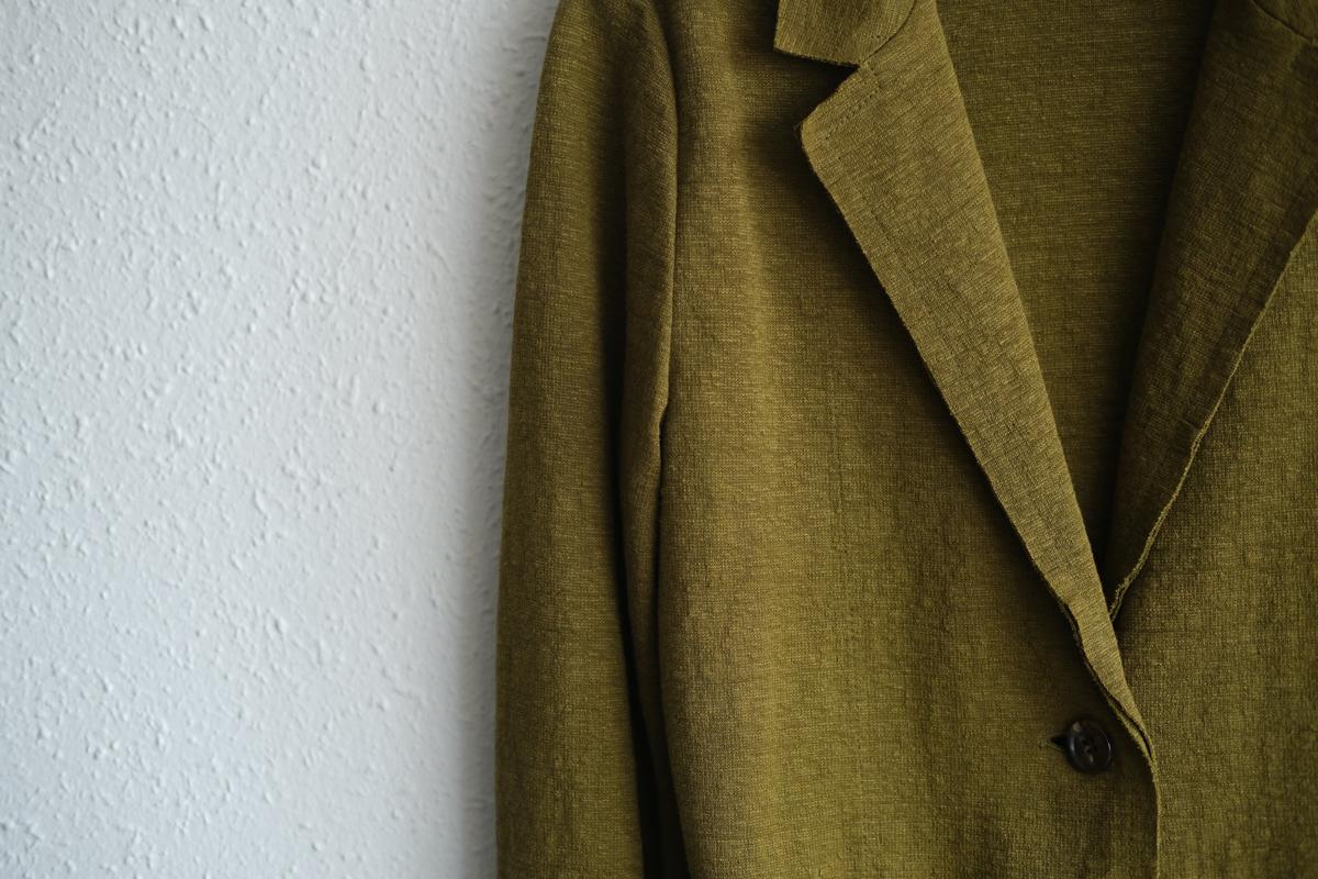 リネンニット ジャケット｜レディース｜カーキ