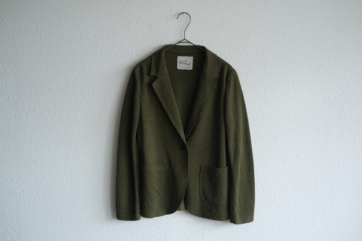 リネンニット ジャケット｜レディース｜モスグリーン